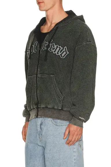 Badfriend Waffle Knit Full Zip Hoodie | Thumbnail 4 Badfriend Waffle Knit Full Zip Hoodie | Thumbnail 4