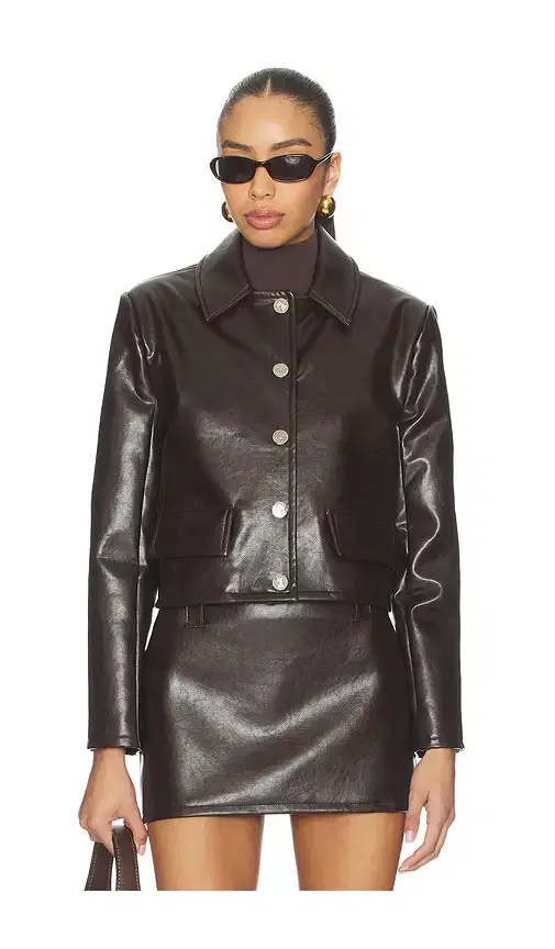 Milkwhite Cropped Faux Leather Jacket