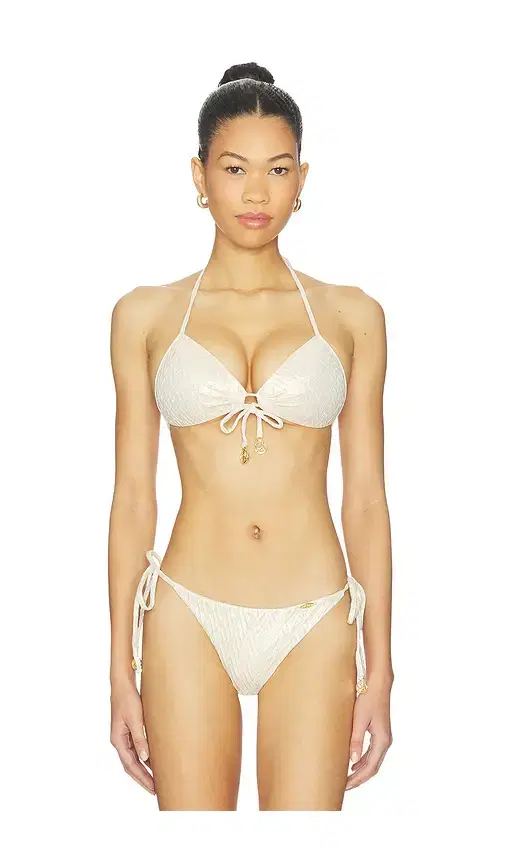 Luli Fama Molded Push Up Bandeau Halter Bikini Top