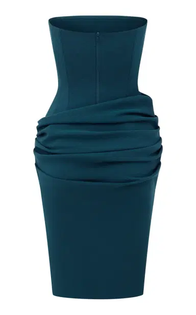 Alex Perry Strapless Longline Draped Dress In Stretch Crepe | Thumbnail 3