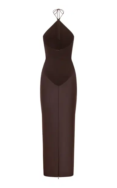 Alex Perry Cross Tie Halter Column In Power Mesh | Thumbnail 3