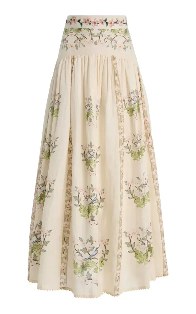 Agua by Agua Bendita Curuá Anhelo Embroidered Linen Maxi Skirt