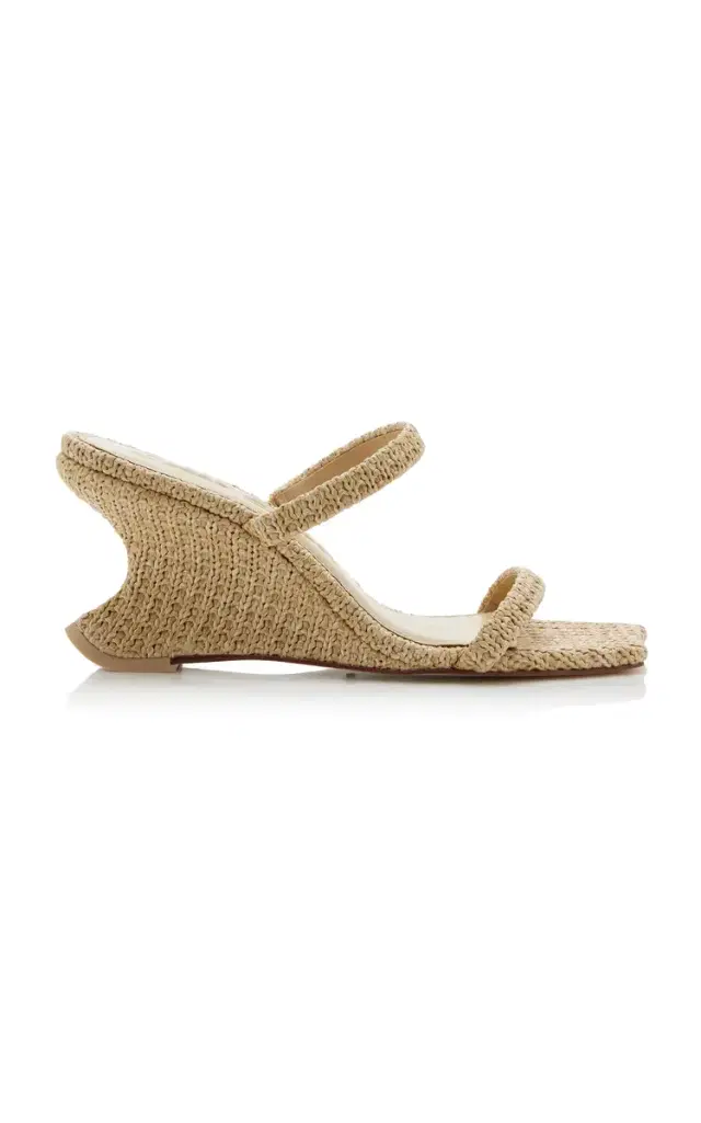 Cult Gaia Raven Raffia Wedge Sandals