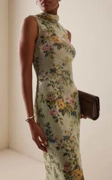 Brandon Maxwell Exclusive Sequined Floral Midi Dress | Thumbnail 5 Brandon Maxwell Exclusive Sequined Floral Midi Dress | Thumbnail 5