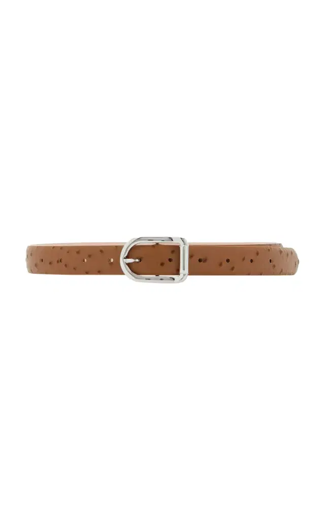 Mija Ostrich-Effect Leather Belt