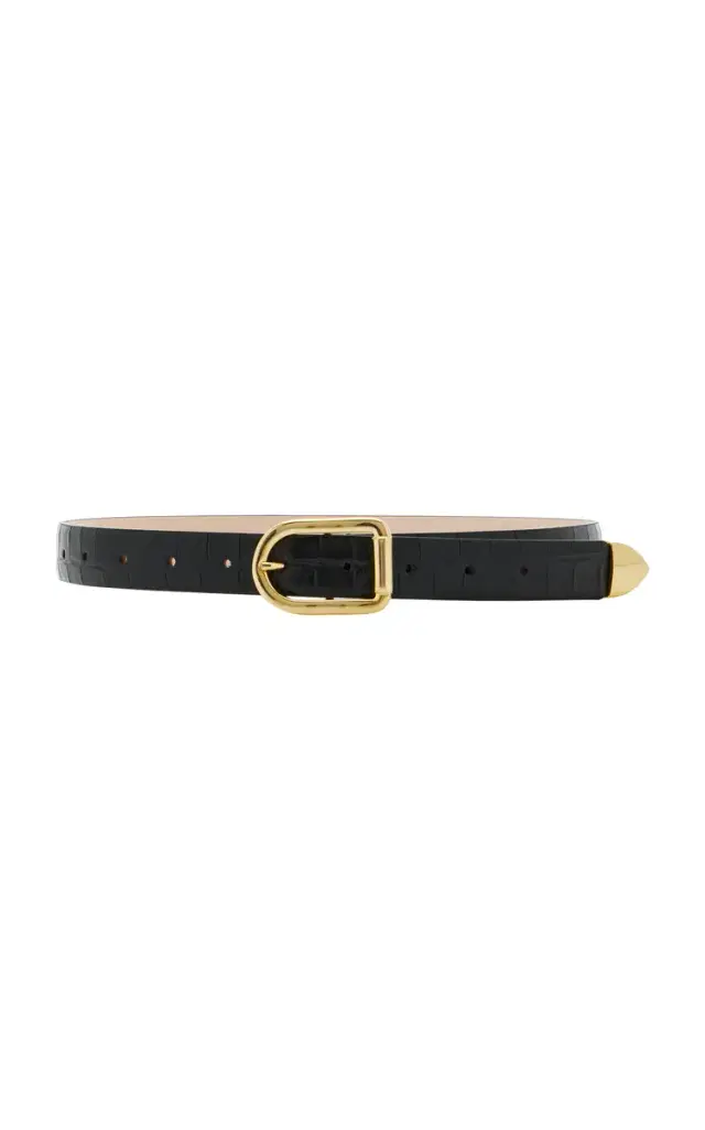 Mija Croc-Effect Leather Belt