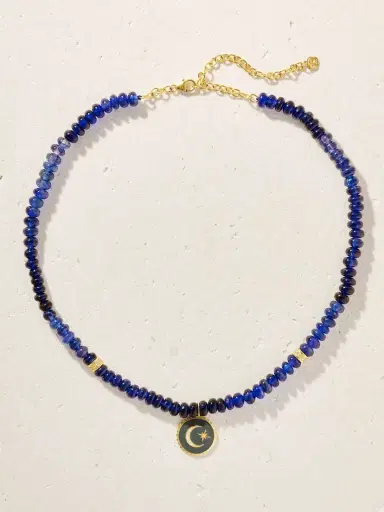 Sydney Evan Celestial 14-karat Gold, Sapphire, Diamond And Enamel Necklace | Thumbnail 4