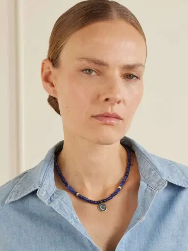 Sydney Evan Celestial 14-karat Gold, Sapphire, Diamond And Enamel Necklace | Thumbnail 5