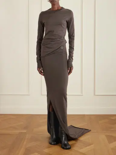 Rick Owens + Moncler Appliquéd Cotton-jersey Maxi Skirt | Thumbnail 2 Rick Owens + Moncler Appliquéd Cotton-jersey Maxi Skirt | Thumbnail 2