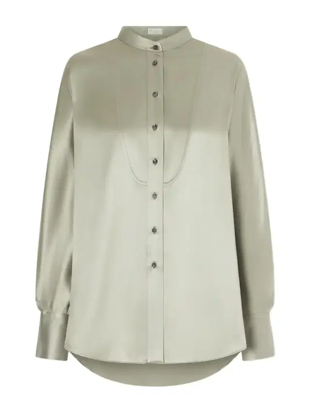 Bead-embellished Silk-blend Satin Shirt