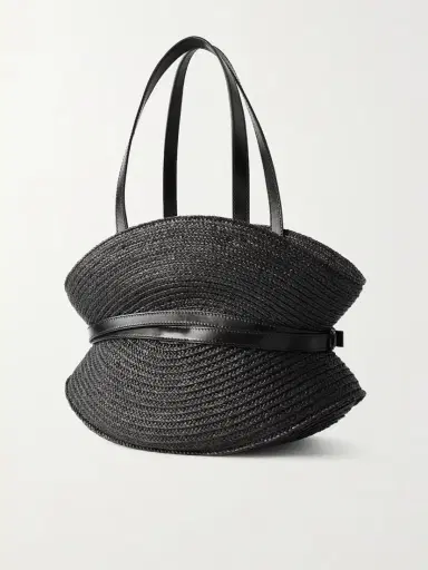 Balmain Shuffle Medium Buckled Leather-trimmed Raffia Shoulder Bag | Thumbnail 4 Balmain Shuffle Medium Buckled Leather-trimmed Raffia Shoulder Bag | Thumbnail 4
