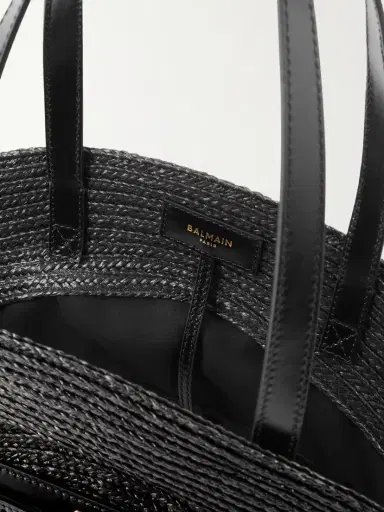 Balmain Shuffle Medium Buckled Leather-trimmed Raffia Shoulder Bag | Thumbnail 6 Balmain Shuffle Medium Buckled Leather-trimmed Raffia Shoulder Bag | Thumbnail 6