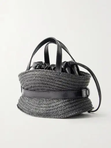 Balmain Shuffle Mini Buckled Leather-trimmed Raffia Shoulder Bag | Thumbnail 4 Balmain Shuffle Mini Buckled Leather-trimmed Raffia Shoulder Bag | Thumbnail 4