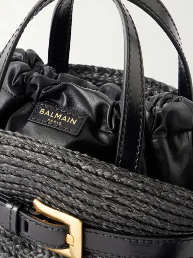 Balmain Shuffle Mini Buckled Leather-trimmed Raffia Shoulder Bag | Thumbnail 5 Balmain Shuffle Mini Buckled Leather-trimmed Raffia Shoulder Bag | Thumbnail 5