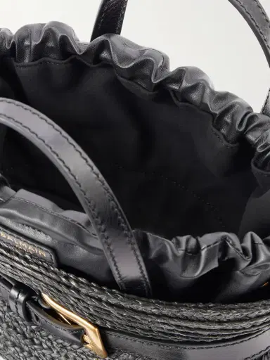 Balmain Shuffle Mini Buckled Leather-trimmed Raffia Shoulder Bag | Thumbnail 6 Balmain Shuffle Mini Buckled Leather-trimmed Raffia Shoulder Bag | Thumbnail 6