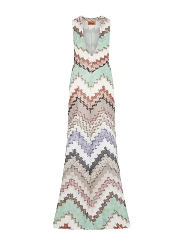 Striped Metallic Crochet-knit Maxi Dress