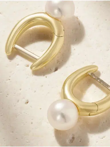 Mikimoto 18-karat Gold Pearl Hoop Earrings | Thumbnail 3