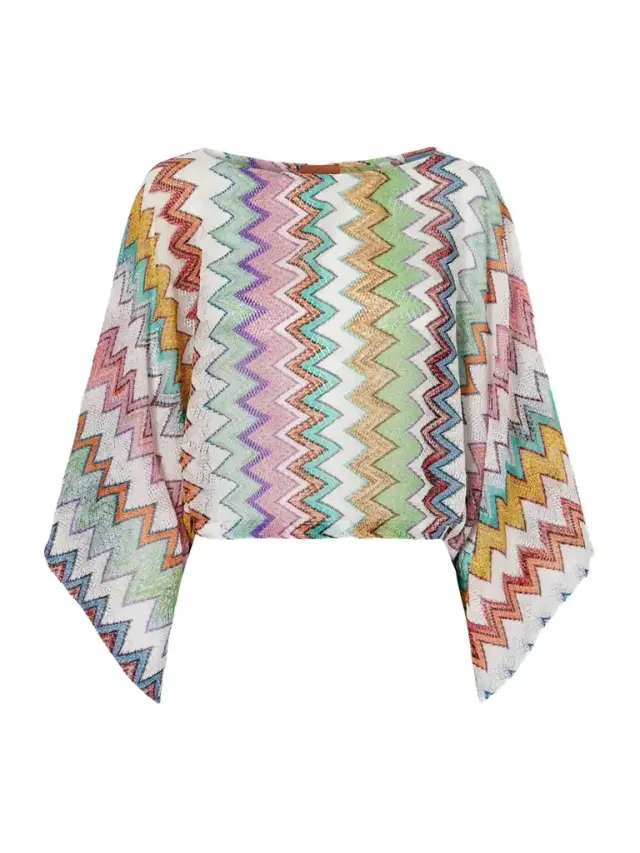 Striped Metallic Crochet-knit Blouse