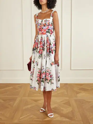 Dolce & Gabbana Floral-print Cotton-poplin Midi Dress | Thumbnail 2