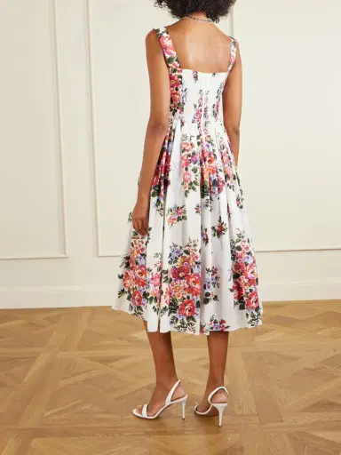 Dolce & Gabbana Floral-print Cotton-poplin Midi Dress | Thumbnail 3
