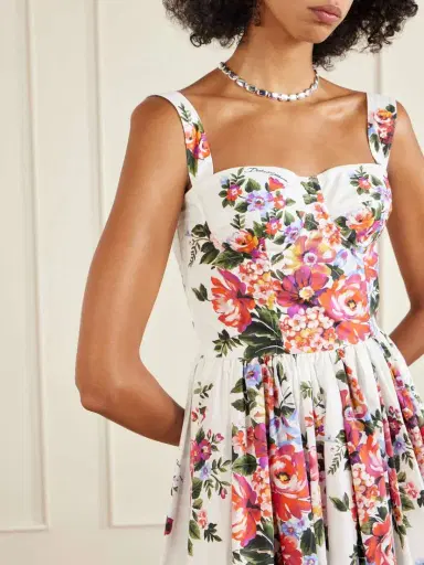 Dolce & Gabbana Floral-print Cotton-poplin Midi Dress | Thumbnail 4