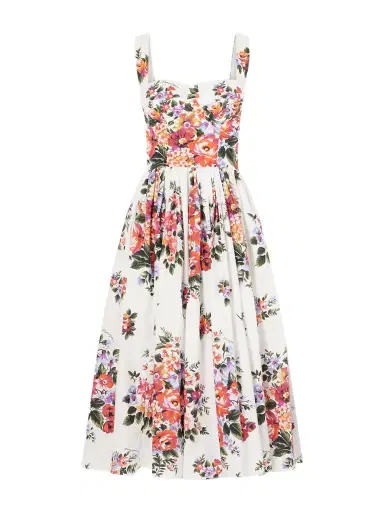 Dolce & Gabbana Floral-print Cotton-poplin Midi Dress | Thumbnail 1