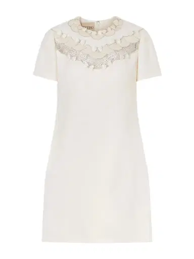 Valentino Garavani Crystal-embellished Mesh-trimmed Crepe Midi Dress | Thumbnail 1 Valentino Garavani Crystal-embellished Mesh-trimmed Crepe Midi Dress | Thumbnail 1
