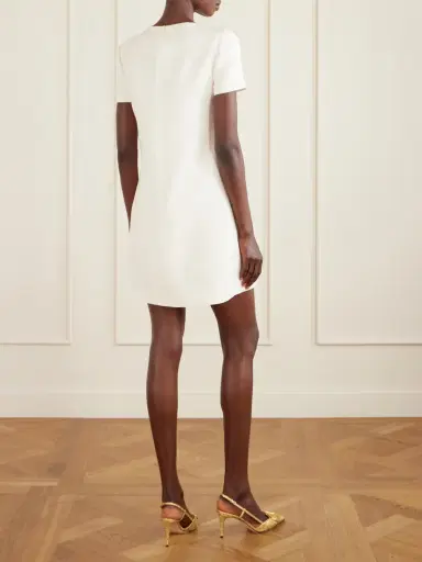 Valentino Garavani Bow-detailed Wool And Silk-blend Crepe Mini Dress | Thumbnail 3 Valentino Garavani Bow-detailed Wool And Silk-blend Crepe Mini Dress | Thumbnail 3