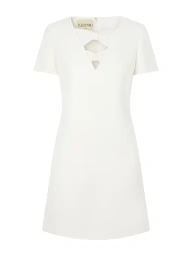 Valentino Garavani Bow-detailed Wool And Silk-blend Crepe Mini Dress | Thumbnail 1 Valentino Garavani Bow-detailed Wool And Silk-blend Crepe Mini Dress | Thumbnail 1