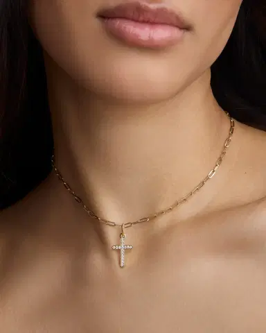 Jennifer Fisher Small Royal Cross with Pavé White Diamonds | Thumbnail 1