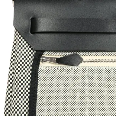 HERMÈS Hermes Herbag Zip PM 31 Black Vache Hunter and Ecru-Black Criss Viking Canvas Palladium Hardware | Thumbnail 9 HERMÈS Hermes Herbag Zip PM 31 Black Vache Hunter and Ecru-Black Criss Viking Canvas Palladium Hardware | Thumbnail 9