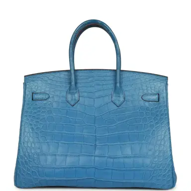HERMÈS Pre-owned Hermes Birkin 35 Mykonos Matte Alligator Palladium Hardware | Thumbnail 4 HERMÈS Pre-owned Hermes Birkin 35 Mykonos Matte Alligator Palladium Hardware | Thumbnail 4