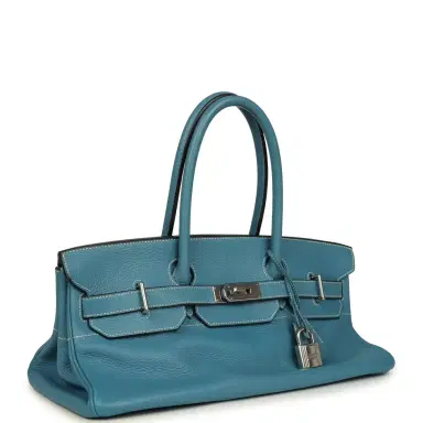 HERMÈS Vintage Hermes Shoulder Birkin 42 JPG Blue Jean Clemence Palladium Hardware | Thumbnail 2