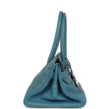 HERMÈS Vintage Hermes Shoulder Birkin 42 JPG Blue Jean Clemence Palladium Hardware | Thumbnail 3