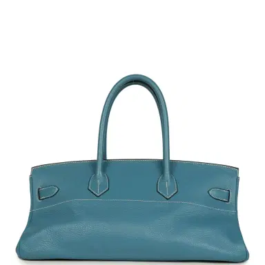 HERMÈS Vintage Hermes Shoulder Birkin 42 JPG Blue Jean Clemence Palladium Hardware | Thumbnail 4