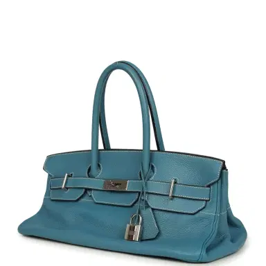 HERMÈS Vintage Hermes Shoulder Birkin 42 JPG Blue Jean Clemence Palladium Hardware | Thumbnail 5