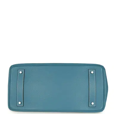 HERMÈS Vintage Hermes Shoulder Birkin 42 JPG Blue Jean Clemence Palladium Hardware | Thumbnail 6