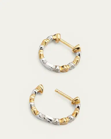 Sydney Evan 14k Two-Tone Gold Diamond Heart Huggie Earrings | Thumbnail 4 Sydney Evan 14k Two-Tone Gold Diamond Heart Huggie Earrings | Thumbnail 4