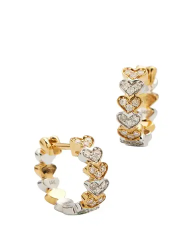 Sydney Evan 14k Two-Tone Gold Diamond Heart Huggie Earrings | Thumbnail 1 Sydney Evan 14k Two-Tone Gold Diamond Heart Huggie Earrings | Thumbnail 1