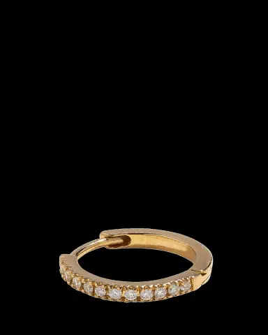 PAMELA LOVE 14K Yellow Gold 8mm Pave White Diamond Huggie Earring, Single | Thumbnail 2 PAMELA LOVE 14K Yellow Gold 8mm Pave White Diamond Huggie Earring, Single | Thumbnail 2