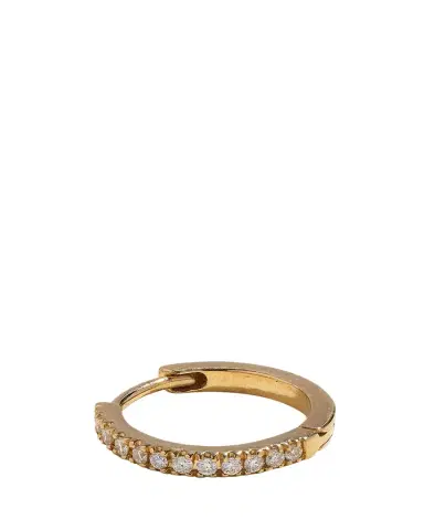PAMELA LOVE 14K Yellow Gold 8mm Pave White Diamond Huggie Earring, Single | Thumbnail 1 PAMELA LOVE 14K Yellow Gold 8mm Pave White Diamond Huggie Earring, Single | Thumbnail 1