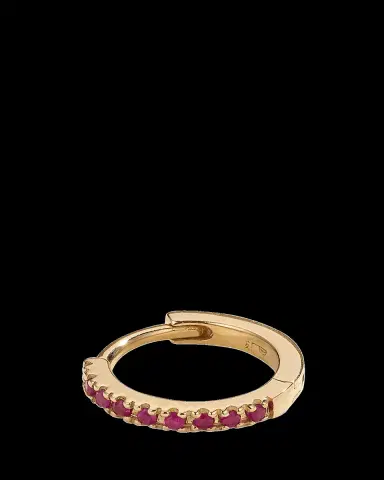 Pamela Love 14k Yellow Gold Pave Ruby 8mm Huggie Hoop Earring, Single | Thumbnail 2