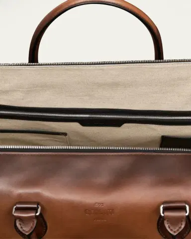 Berluti Men's Jour Off Leather Travel Bag, L | Thumbnail 4 Berluti Men's Jour Off Leather Travel Bag, L | Thumbnail 4
