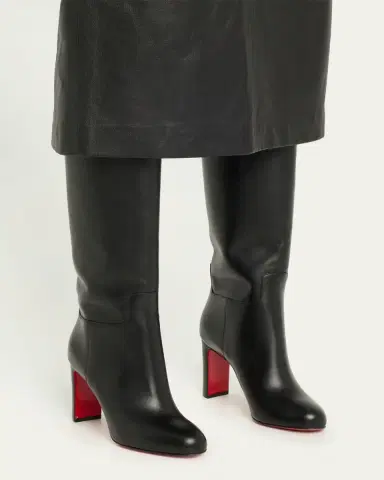 Christian Louboutin Loo Leather Red Sole Knee Boots | Thumbnail 2
