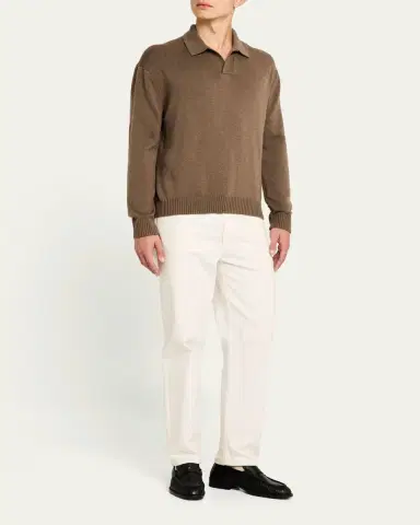 FRAME Men's Wool-Silk Polo Sweater | Thumbnail 12