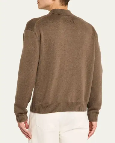 FRAME Men's Wool-Silk Polo Sweater | Thumbnail 13