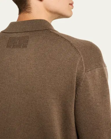 FRAME Men's Wool-Silk Polo Sweater | Thumbnail 15