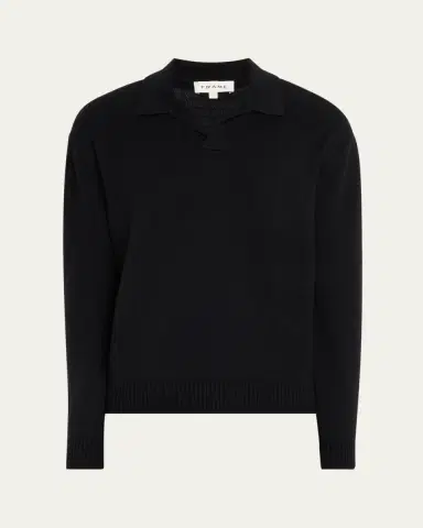 FRAME Men's Wool-Silk Polo Sweater | Thumbnail 5