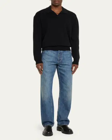 FRAME Men's Wool-Silk Polo Sweater | Thumbnail 6