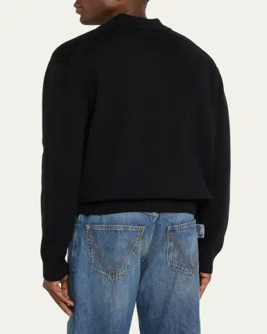 FRAME Men's Wool-Silk Polo Sweater | Thumbnail 7
